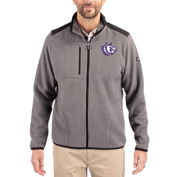 Men's Cutter & Buck Gray TCU Horned Frogs Cascade Eco Fleece Full-Zip Jacket