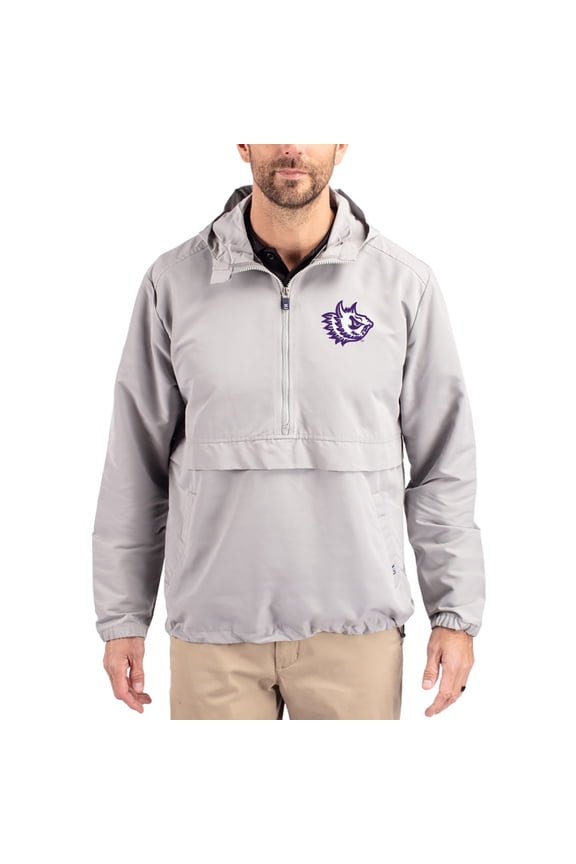 Men's Cutter & Buck Gray TCU Horned Frogs Charter Eco Recycled Half-Zip Anorak Jacket
