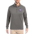 thumbnail image 1 of Men's Cutter & Buck Gray TCU Horned Frogs Vault Logo Adapt Eco Knit Stretch Raglan Quarter-Zip Pullover, 1 of 2