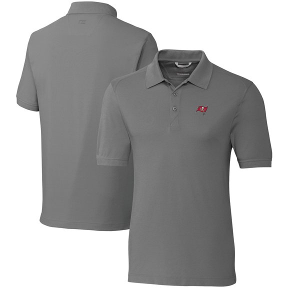 Men's Cutter & Buck Gray Tampa Bay Buccaneers Big & Tall Advantage Eco Pique DryTec Tri-Blend Polo