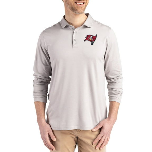 Men's Cutter & Buck Gray Tampa Bay Buccaneers Coastline Epic Comfort Eco Recycled Polo