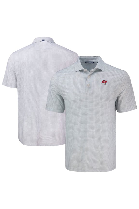 Men's Cutter & Buck Gray Tampa Bay Buccaneers Pike Eco Diamond Dot Print Polo