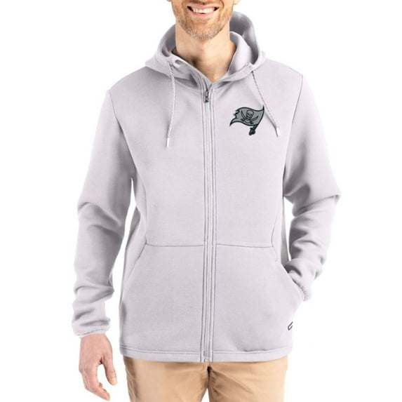 Men's Cutter & Buck Gray Tampa Bay Buccaneers Roam Epic Comfort Recycled Full-Zip Hoodie Jacket