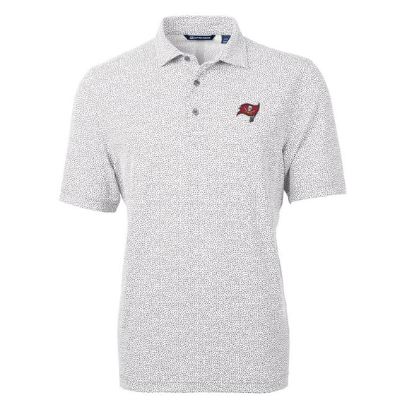 Men's Cutter & Buck Gray Tampa Bay Buccaneers Virtue Eco Pique Botanical Print Polo