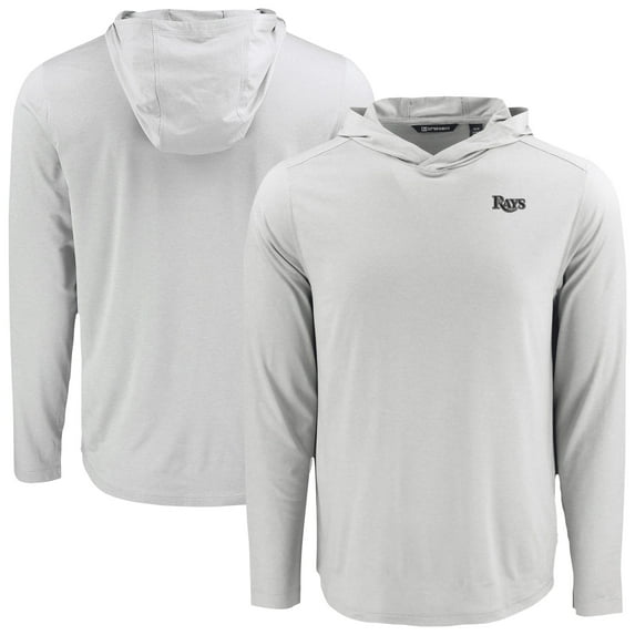 Men's Cutter & Buck Gray Tampa Bay Rays Coastline Epic Comfort Eco Recycled Long Sleeve Hoodie T-Shirt