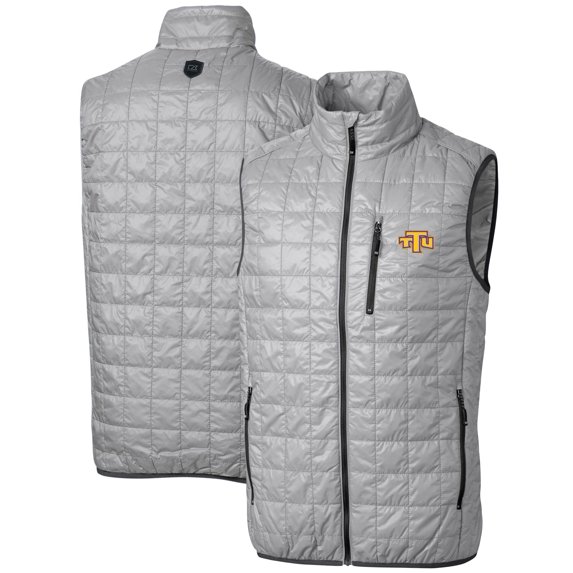 Men's Cutter & Buck Gray Tennessee Tech Golden Eagles Big & Tall Rainier PrimaLoft Eco Full-Zip Puffer Vest