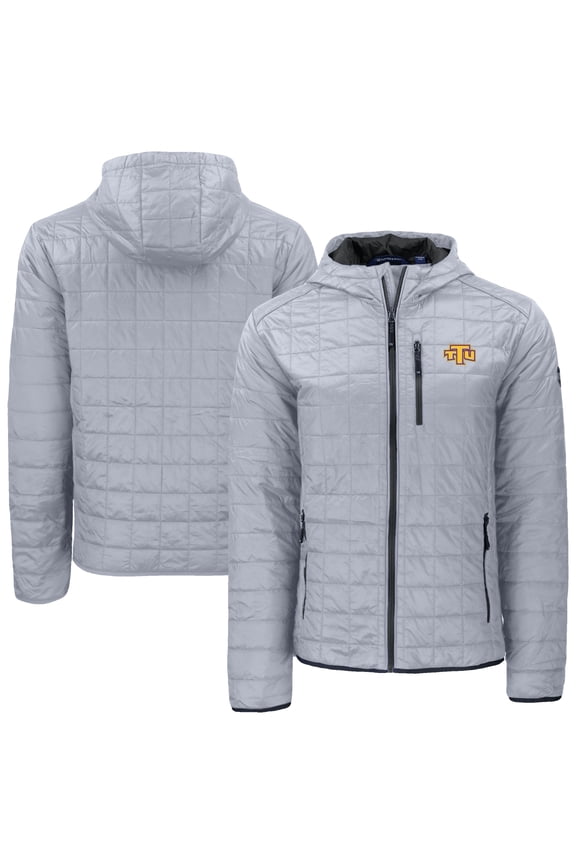 Men's-Cutter & Buck  Gray Tennessee Tech Golden Eagles Rainier Eco PrimaLoft Hooded Full-Zip Jacket