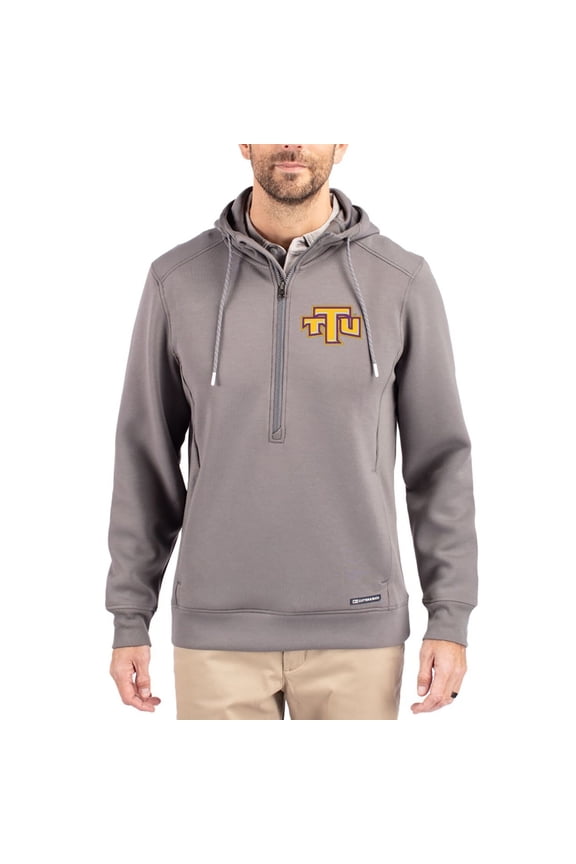 Men's-Cutter & Buck  Gray Tennessee Tech Golden Eagles Roam Eco Recycled Half-Zip Pullover Hoodie
