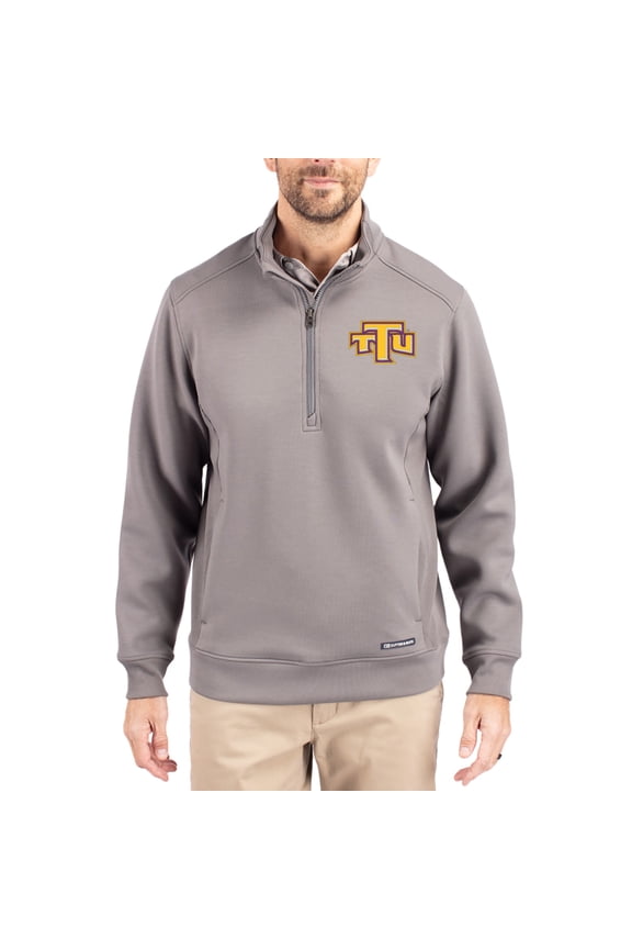 Men's-Cutter & Buck  Gray Tennessee Tech Golden Eagles Roam Eco Recycled Quarter-Zip Pullover