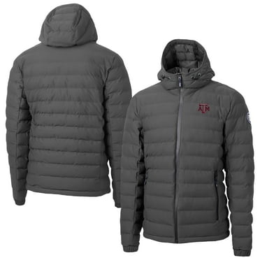 Men's-Cutter & Buck  Gray Texas A&M Aggies Mission Ridge Eco Insulated Repreve Hooded Full-Zip Puffer Jacket