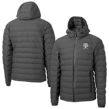 Men's-Cutter & Buck  Gray Texas A&M Aggies Mission Ridge Eco Insulated Repreve Hooded Full-Zip Puffer Jacket