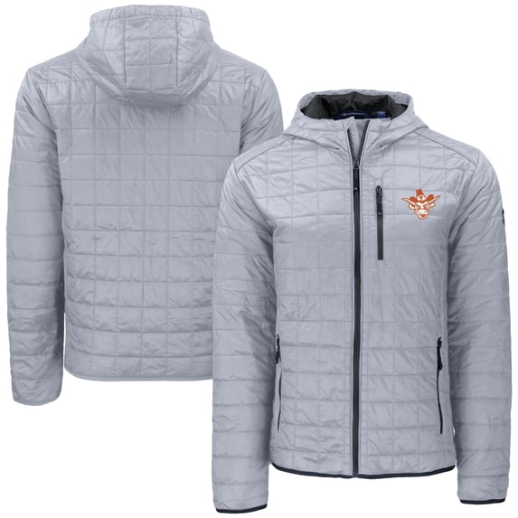 Men's Cutter & Buck Gray Texas Longhorns Vault Rainier Primaloft Eco Full-Zip Hooded Jacket