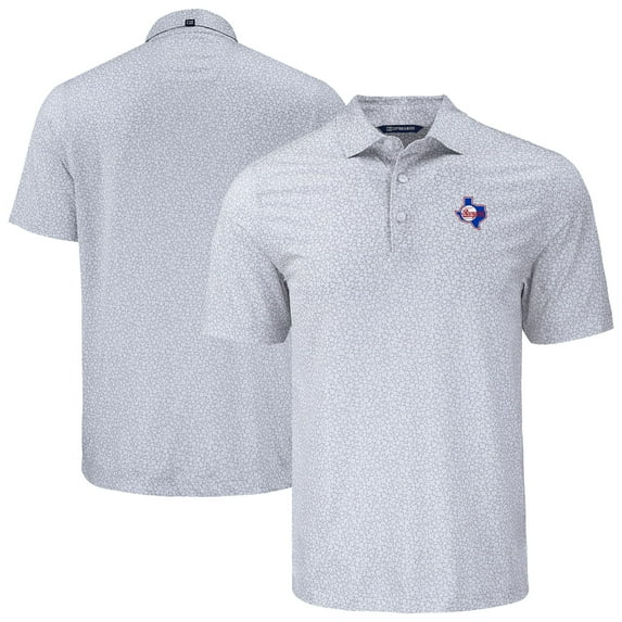 Men's Cutter & Buck Gray Texas Rangers Pike Eco Flora Print Recycled Polo