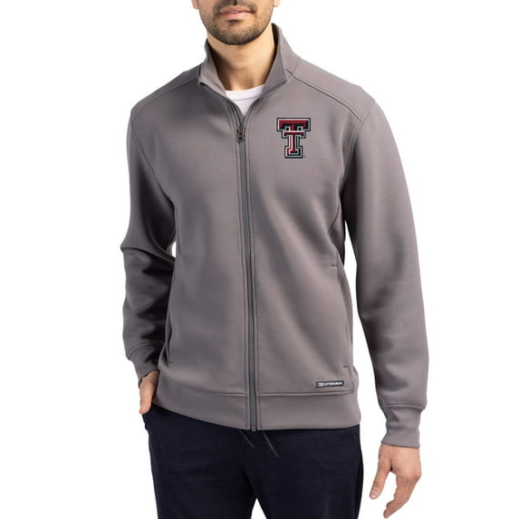 Men's-Cutter & Buck Gray Texas Tech Red Raiders Roam Eco Recycled Full-Zip Jacket