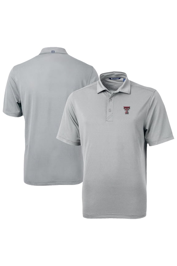 Men's Cutter & Buck Gray Texas Tech Red Raiders Virtue Eco Pique Recycled Polo