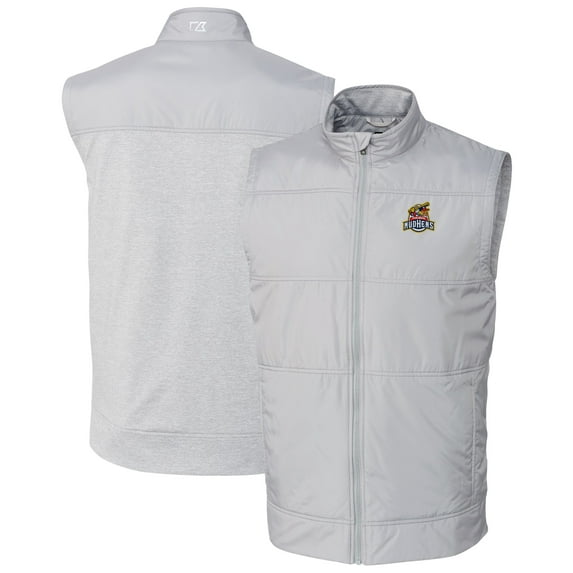 Men's Cutter & Buck Gray Toledo Mud Hens Stealth Hybrid Quilted Full-Zip Windbreaker Vest