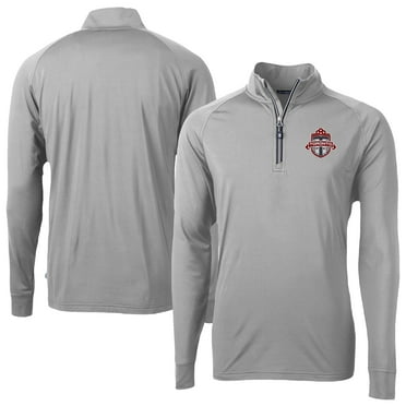 Men's-Cutter & Buck  Gray Toronto FC Adapt Eco Knit Stretch Recycled Raglan Quarter-Zip Pullover Top