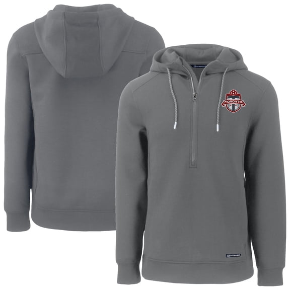 Men's-Cutter & Buck  Gray Toronto FC Roam Eco Half-Zip Recycled Tri-Blend Hoodie Pullover Top