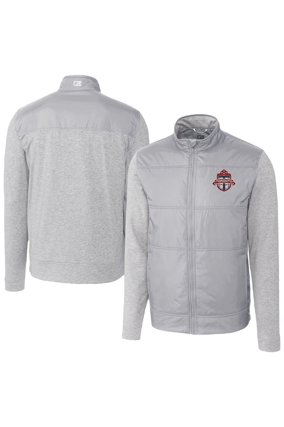 Men's-Cutter & Buck Gray Toronto FC Stealth Hybrid Quilted Full-Zip Windbreaker Jacket