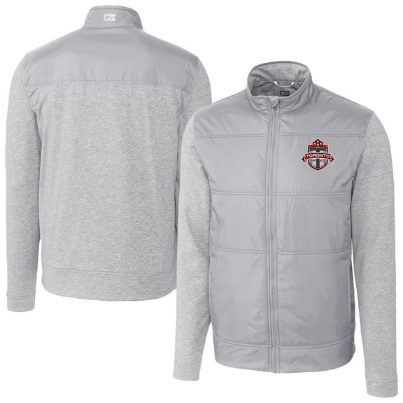 Men's-Cutter & Buck Gray Toronto FC Stealth Hybrid Quilted Full-Zip Windbreaker Jacket