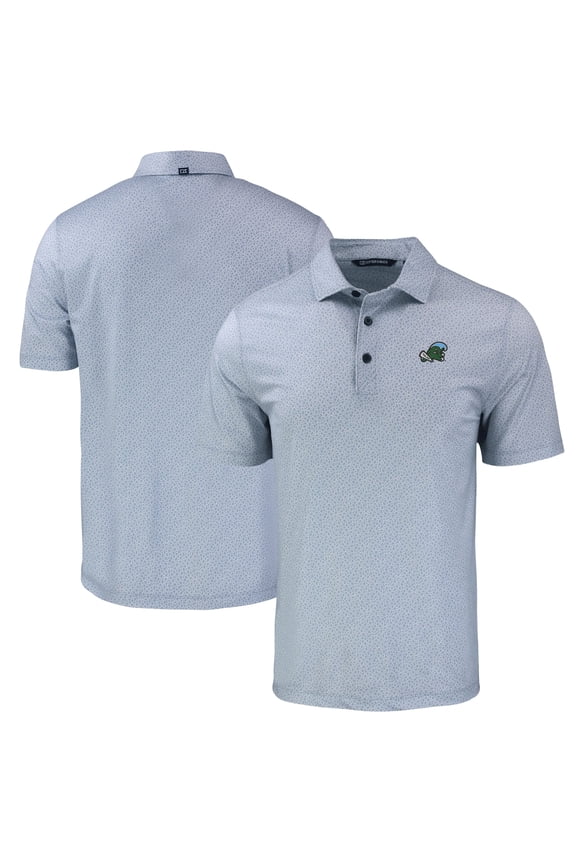 Men's Cutter & Buck Gray Tulane Green Wave Pike Eco Pebble Print Stretch Recycled Polo