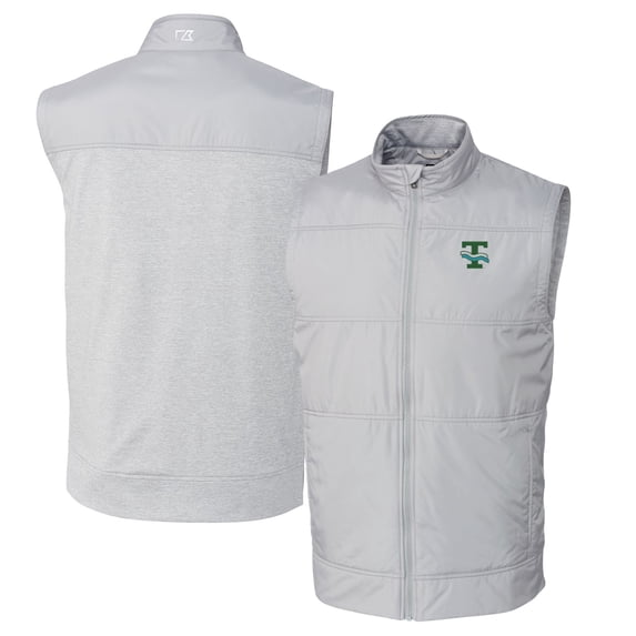 Men's Cutter & Buck Gray Tulane Green Wave Vault Big & Tall Stealth Hybrid Windbreaker Full-Zip Vest