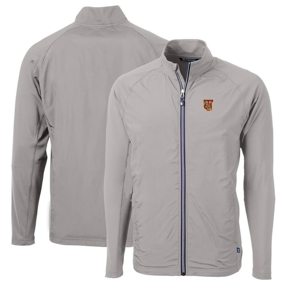 Men's Cutter & Buck Gray Tuskegee Golden Tigers Big & Tall Adapt Eco Knit Hybrid Recycled Full-Zip Jacket