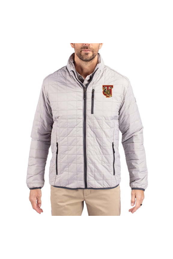 Men's-Cutter & Buck  Gray Tuskegee Golden Tigers Rainier Eco Insulated PrimaLoft Full-Zip Puffer Jacket