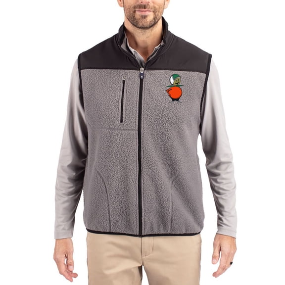 Men's Cutter & Buck Gray UCF Knights Cascade Eco Fleece Full-Zip Vest