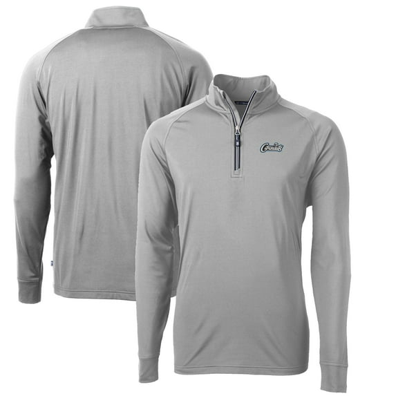 Men's Cutter & Buck Gray UCF Knights Citronaut Adapt Eco Knit Stretch Recycled Quarter-Zip Pullover Top