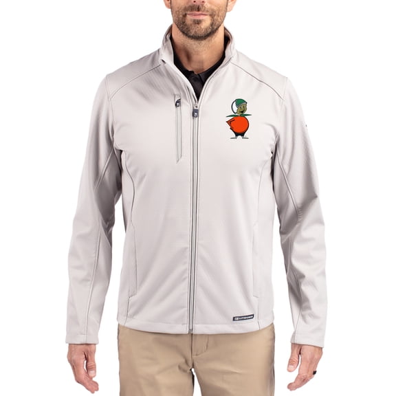 Men's Cutter & Buck Gray UCF Knights Evoke Eco Softshell Recycled Full-Zip Jacket