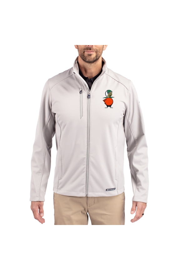Men's Cutter & Buck Gray UCF Knights Evoke Eco Softshell Recycled Full-Zip Jacket
