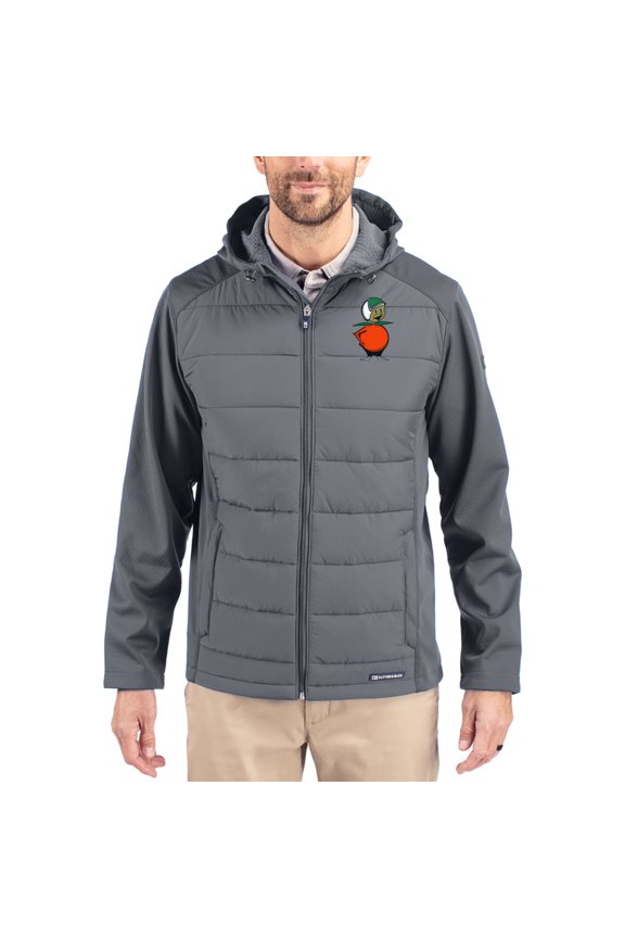 Men's Cutter & Buck Gray UCF Knights Evoke Hybrid Eco Softshell Recycled Full Zip Hooded Jacket
