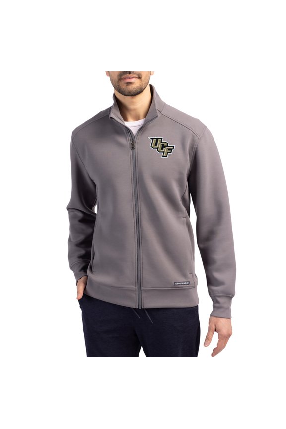 Men's-Cutter & Buck  Gray UCF Knights Roam Eco Recycled Full-Zip Jacket