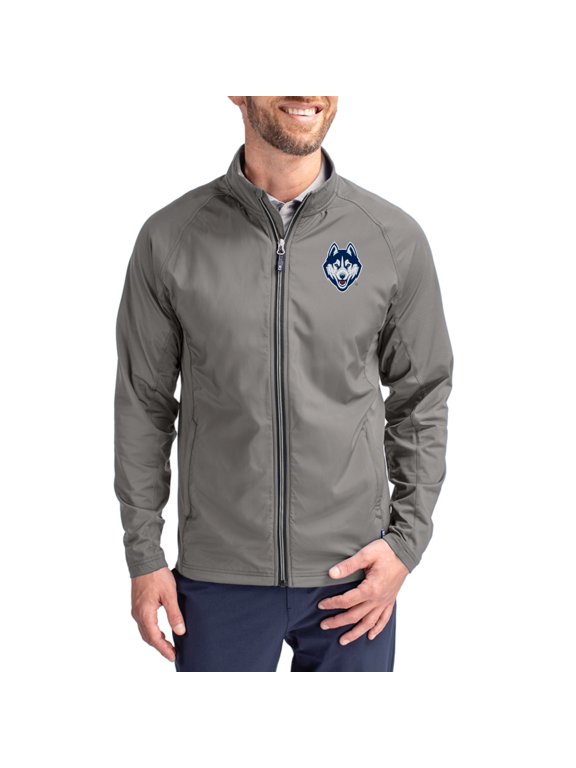 Men's Cutter & Buck Gray UConn Huskies Big & Tall Adapt Eco Hybrid Recycled Full-Zip Jacket