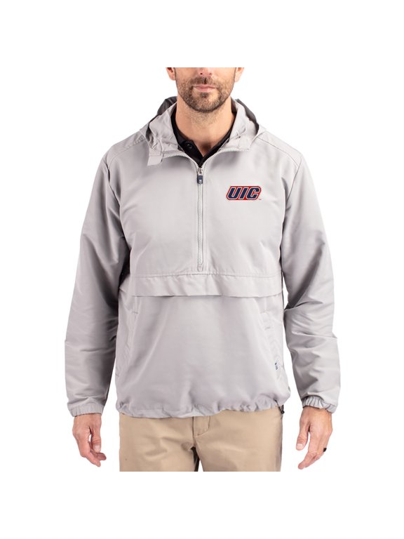 Men's Cutter & Buck Gray UIC Flames Charter Eco Recycled Half-Zip Anorak Jacket