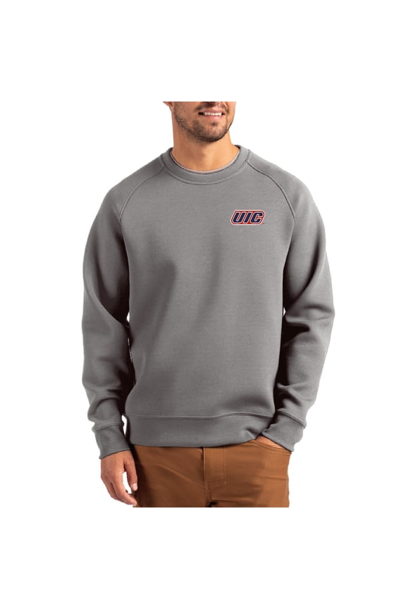 Men's Cutter & Buck Gray UIC Flames Roam Recycled Pullover