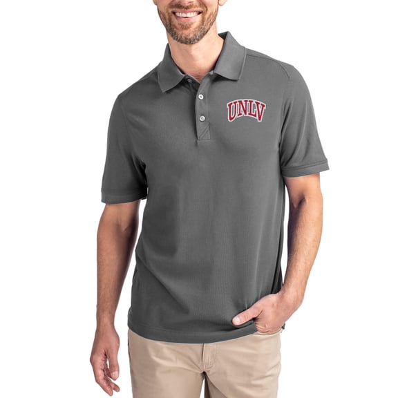 Men's Cutter & Buck Gray UNLV Rebels Advantage Eco Pique Tri-Blend Polo