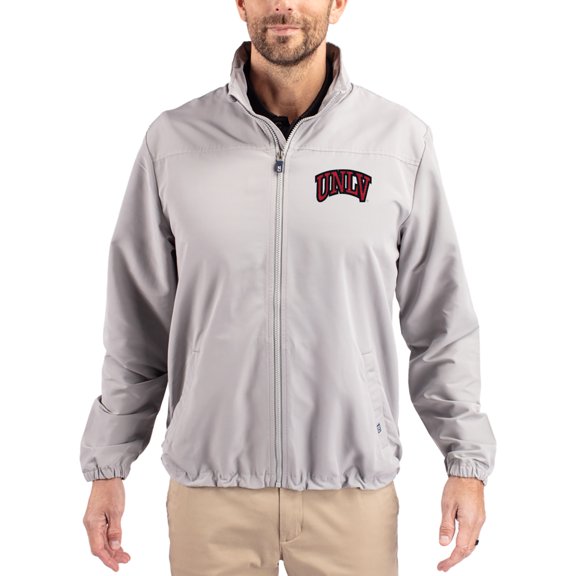 Men's Cutter & Buck Gray UNLV Rebels Charter Eco Recycled Full-Zip Jacket