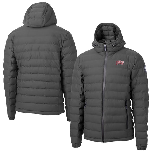 Men's-Cutter & Buck  Gray UNLV Rebels Mission Ridge Eco Insulated Repreve Hooded Full-Zip Puffer Jacket