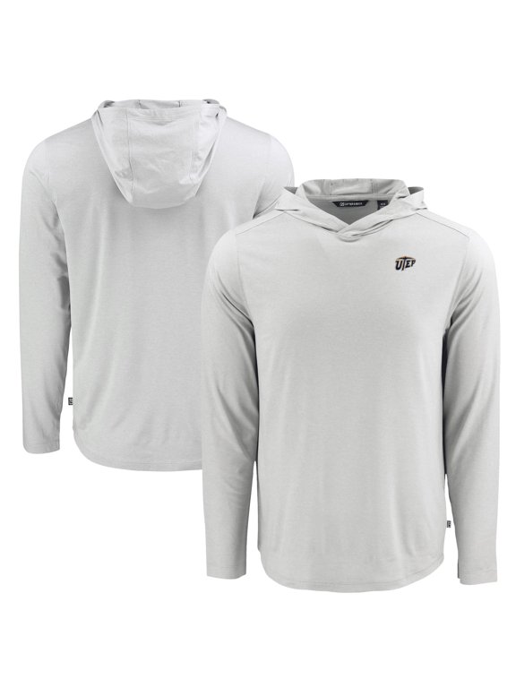 Men's Cutter & Buck Gray UTEP Miners Coastline Epic Comfort Eco Recycled Long Sleeve Hoodie T-Shirt