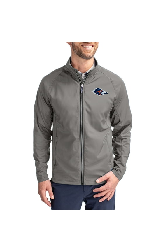Men's Cutter & Buck Gray UTSA Roadrunners Adapt Eco Hybrid Recycled Full-Zip Jacket