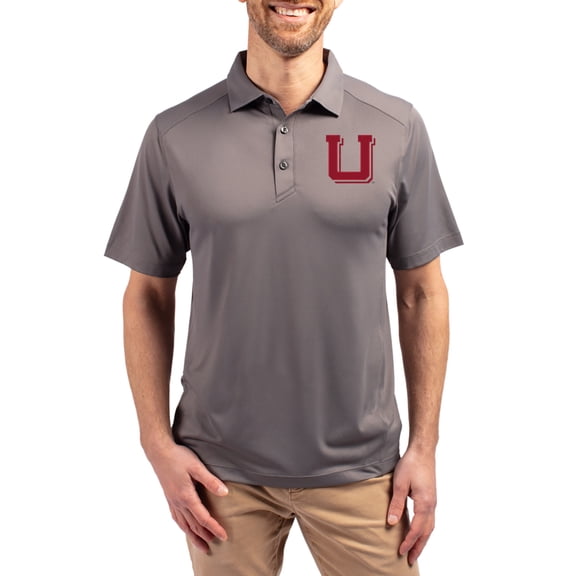 Men's-Cutter & Buck  Gray Utah Utes Forge Eco Stretch Recycled Polo