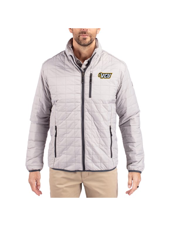 Men's-Cutter & Buck Gray VCU Rams Rainier Eco Insulated PrimaLoft Full-Zip Puffer Jacket
