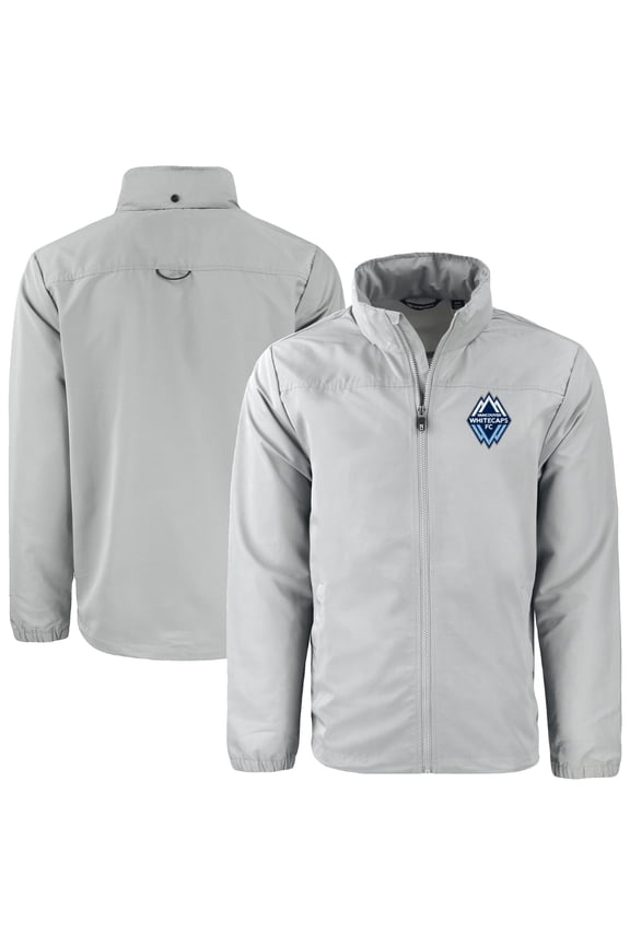Men's-Cutter & Buck Gray Vancouver Whitecaps FC Big & Tall Charter Eco Knit Recycled Full-Zip Jacket