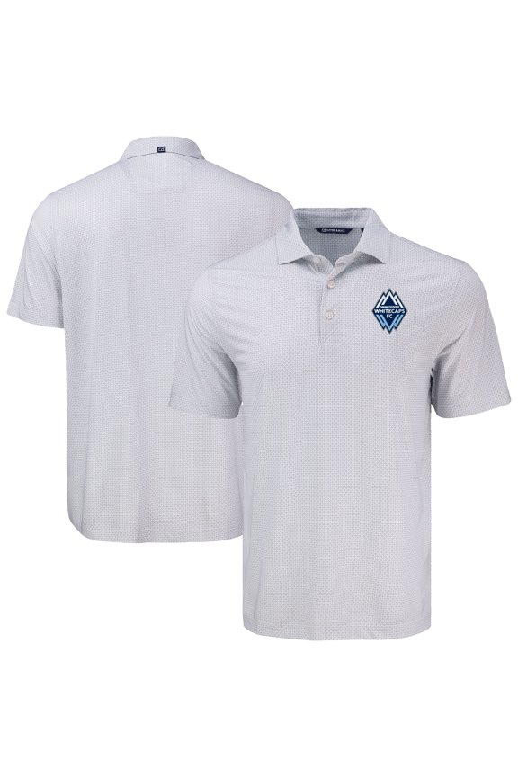 Men's-Cutter & Buck Gray Vancouver Whitecaps FC Pike Eco Diamond Dot Print Recycled Polo