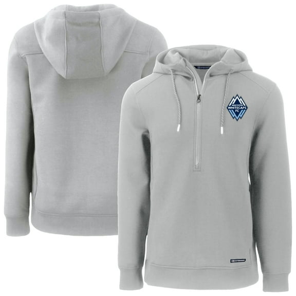 Men's-Cutter & Buck Gray Vancouver Whitecaps FC Roam Eco Half-Zip Recycled Tri-Blend Hoodie Pullover Top