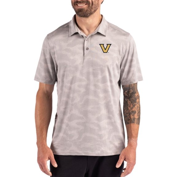 Men's Cutter & Buck Gray Vanderbilt Commodores Coastline Recycled Double-Peached Camo Polo