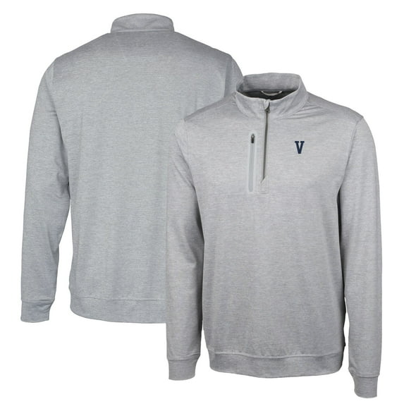 Men's Cutter & Buck Gray Villanova Wildcats Vault Big & Tall Stealth Quarter-Zip Pullover Top