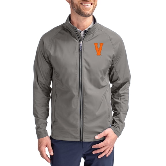 Men's Cutter & Buck Gray Virginia Cavaliers  Adapt Eco Hybrid Recycled Full-Zip Jacket